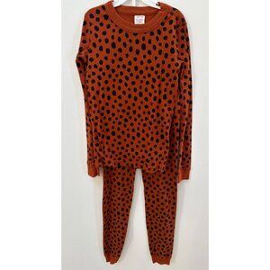 Hanna Andersson Kids 2-Piece Pajama Set Size 10 Organic Cotton Rust With Black P